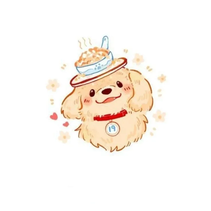Hình nền chú chó chibi màu vàng đáng yêu với đôi mắt to tròn, rất cute