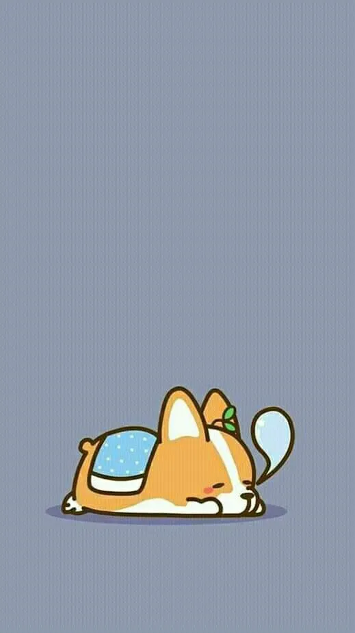 Hình nền chú chó chibi đang ngủ say sưa trên giường với chăn ấm, dễ thương