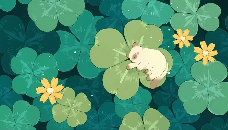 Cỏ 4 lá cute 4K cho màn hình máy tính