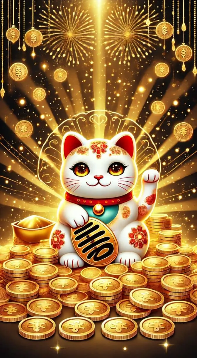 Mèo thần tài vẫy tay vui tươi, mang đến niềm vui và thịnh vượng