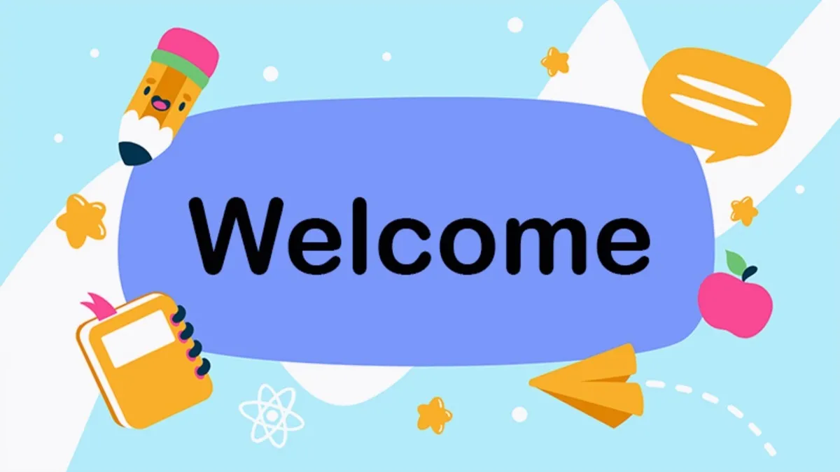 Slide Powerpoint mở đầu với từ welcome và thiết kế nghệ thuật