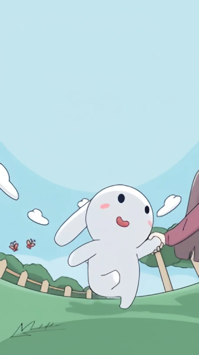 Thỏ Bảy Màu tung tăng vui đùa trong hình nền điện thoại cute