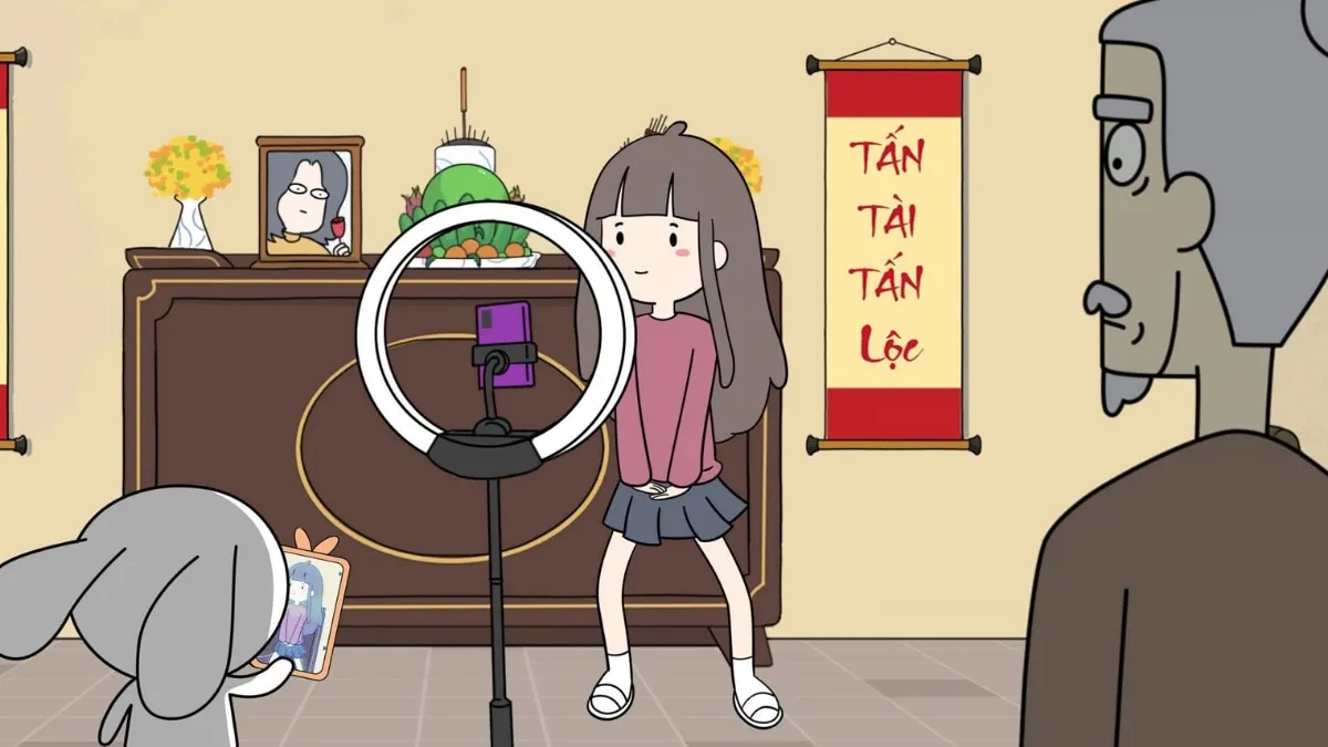 Thỏ Bảy Màu chụp ảnh cho chị Xô đầy ngộ nghĩnh