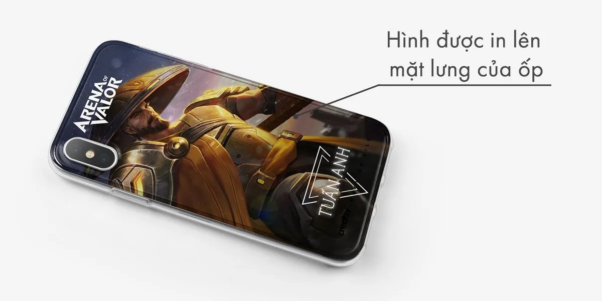 Minh họa công nghệ in UV lên ốp lưng hình vẽ tướng