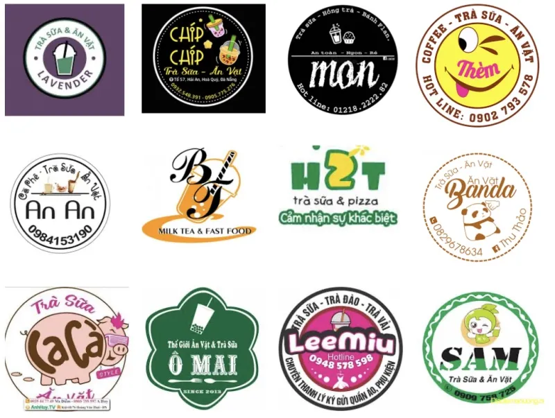 Mẫu logo ly trà sữa đẹp họa tiết hoa văn tinh tế