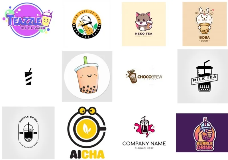 Mẫu logo ly trà sữa đẹp chữ in đậm thu hút