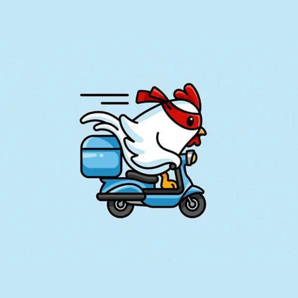 Hình nền con gà cute chibi đi xe trượt ván năng động