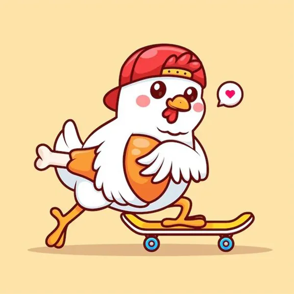 Hình nền con gà cute trượt ván biểu cảm năng động