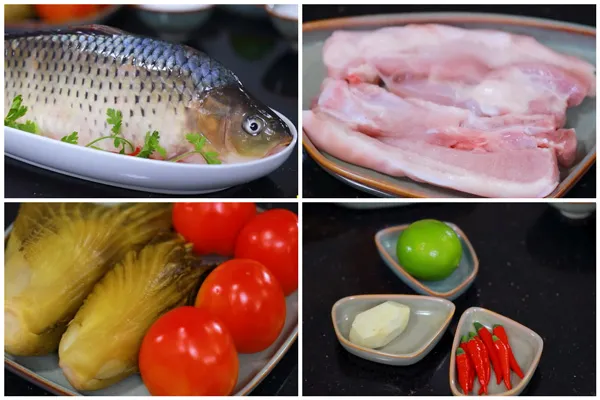 Nguyên liệu tươi ngon cho món cá chép om dưa miền Bắc