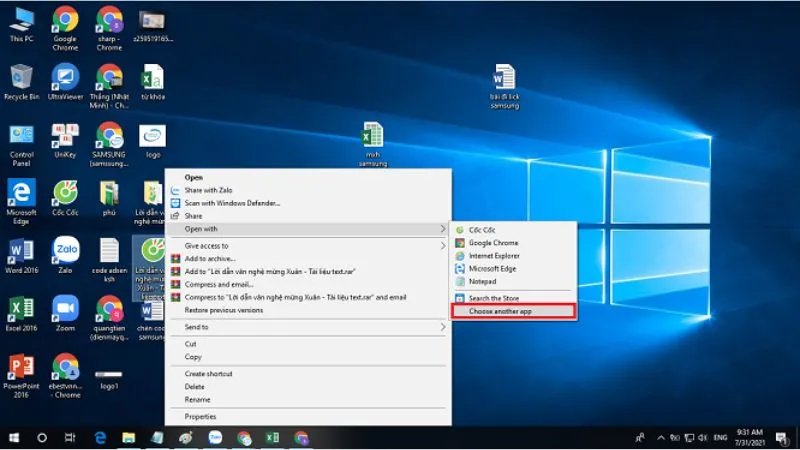 Menu ngữ cảnh khi nhấp chuột phải vào file đã lưu, chọn &quot;Mở bằng&quot; và sau đó chọn Notepad để chỉnh sửa tài liệu 123doc