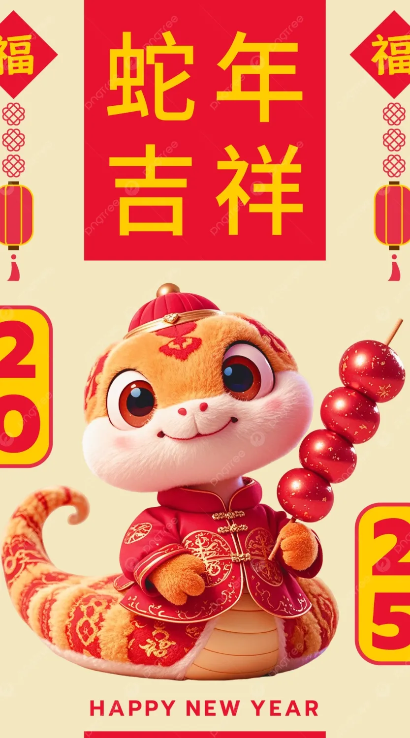 Ảnh chú rắn 3D dễ thương chúc Tết