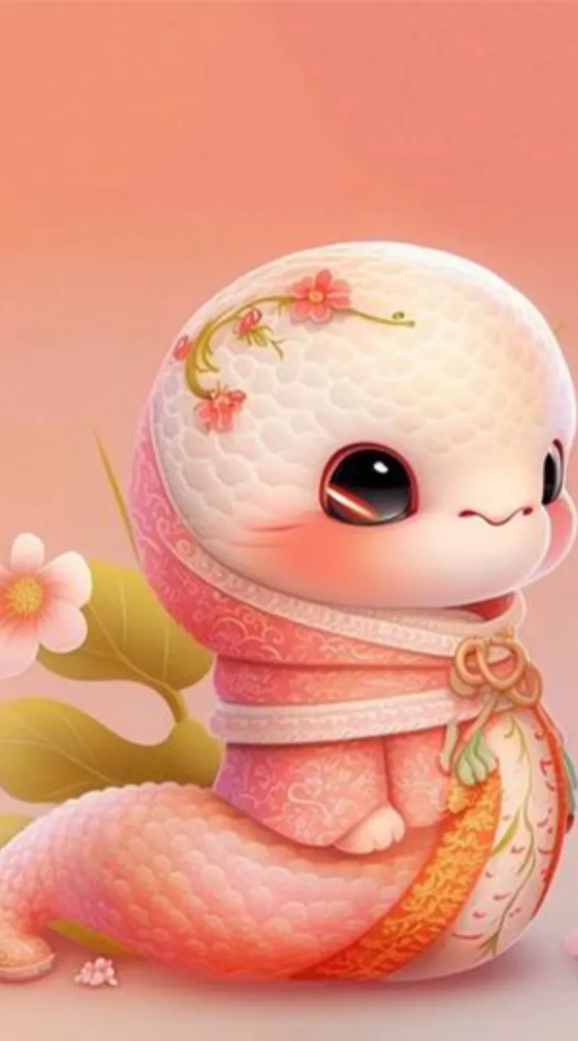 Rắn hồng 3D phiên bản chibi đáng yêu