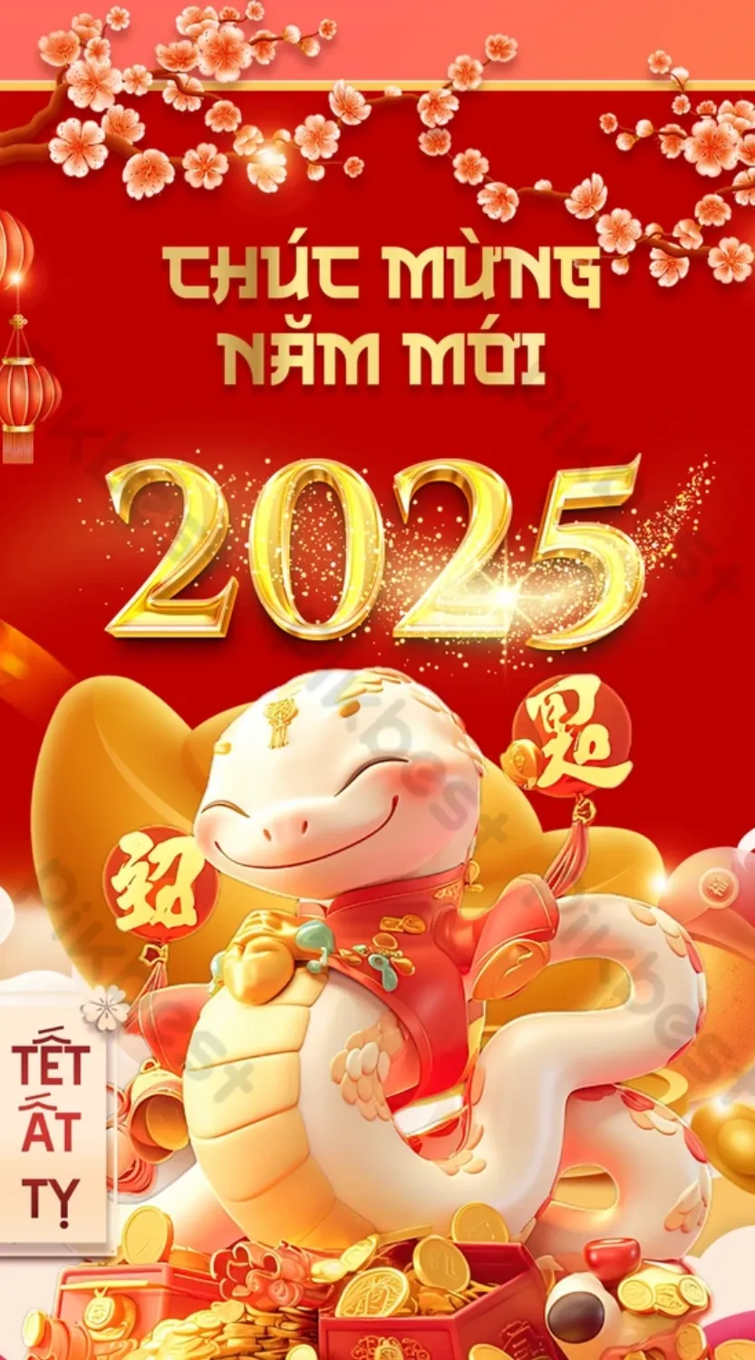 Ảnh rắn 3D biểu tượng Tết 2025