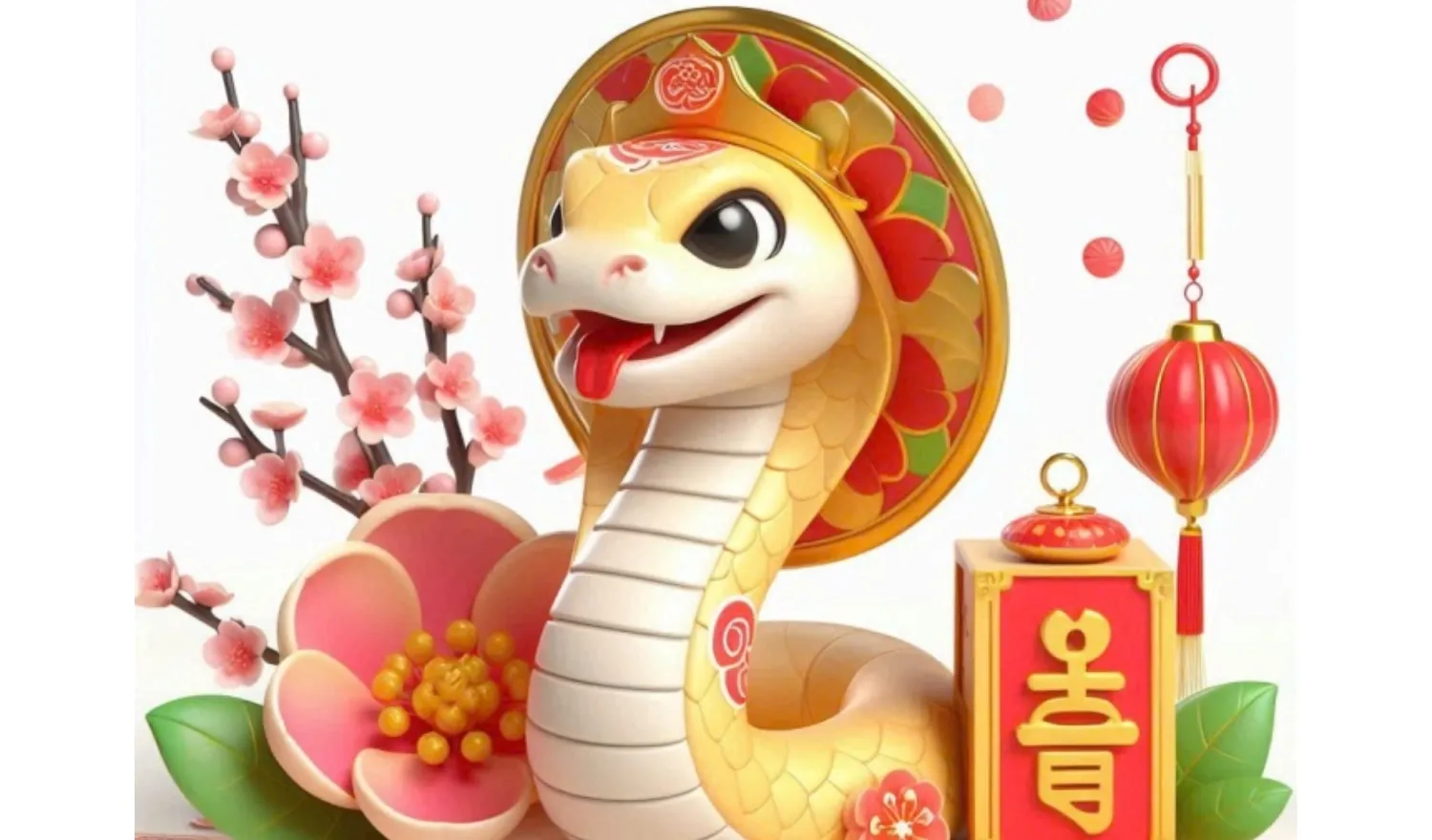 Rắn vàng 3D với họa tiết ngộ nghĩnh