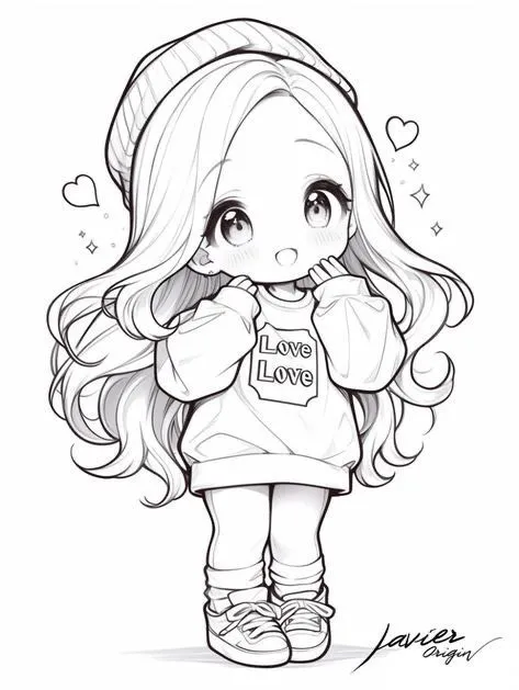 Tranh tô màu cô gái chibi siêu đáng yêu, phù hợp mọi lứa tuổi