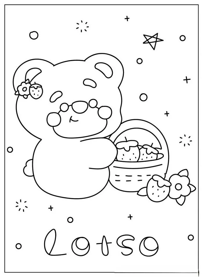 Tranh tô màu gấu dâu Lotso cực cute cho trẻ mầm non
