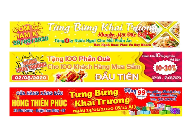Băng rôn khai trương thiết kế đẹp mắt