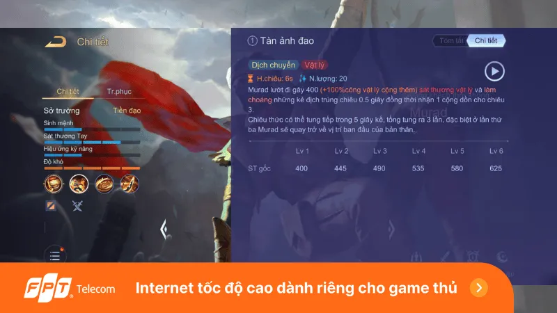 Chiêu 1 Tàn Ảnh Đao - Kỹ năng cơ động của Murad