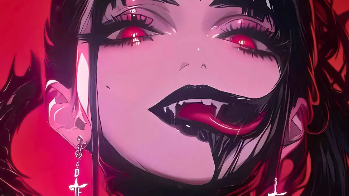 Anime nữ với đôi mắt sắc sảo