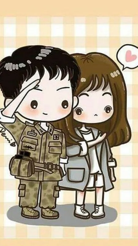 Hình cặp đôi hoạt hình chibi phim Hậu duệ mặt trời đáng yêu