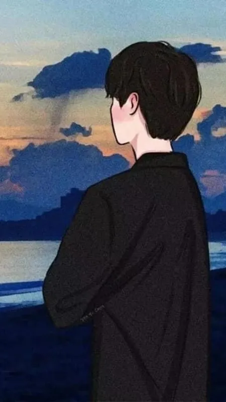 Ảnh avatar hoạt hình cặp đôi nam với tông đen xanh cá tính