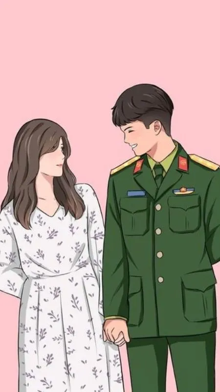 Ảnh cặp đôi Anime người lính và cô gái, tình yêu ngọt ngào và ý nghĩa