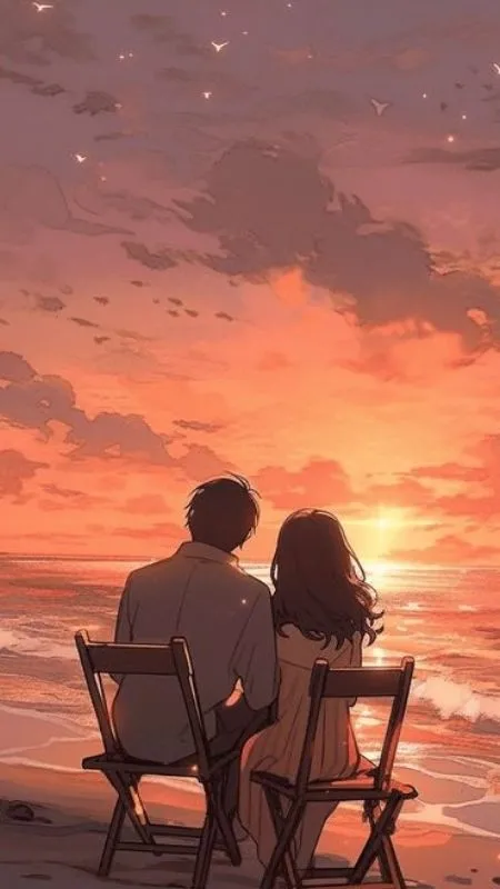 Cặp đôi Anime ngắm biển và kể nhau nghe về cuộc sống khi thời gian như ngừng trôi