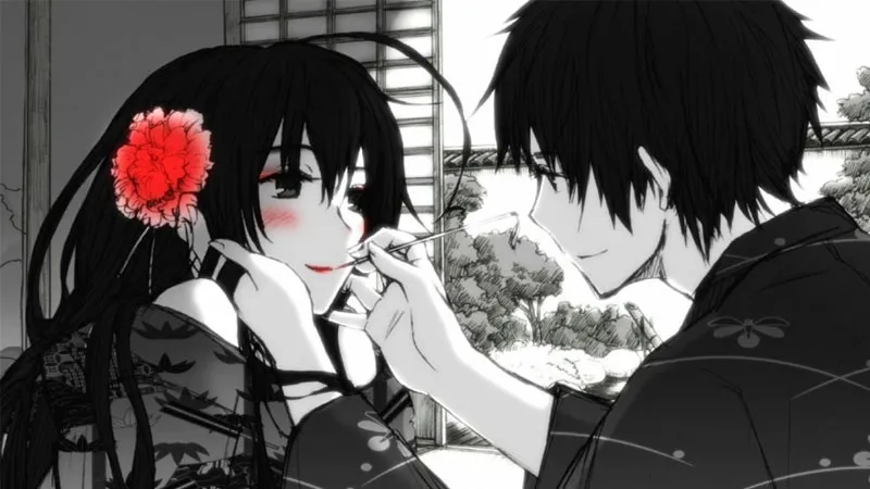 avatar anime đôi trắng đen nghệ thuật