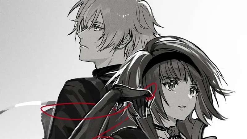 ảnh cặp đôi anime trắng đen tinh tế