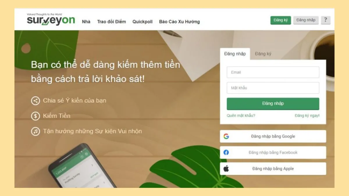 Ứng dụng kiếm card điện thoại Surveyon