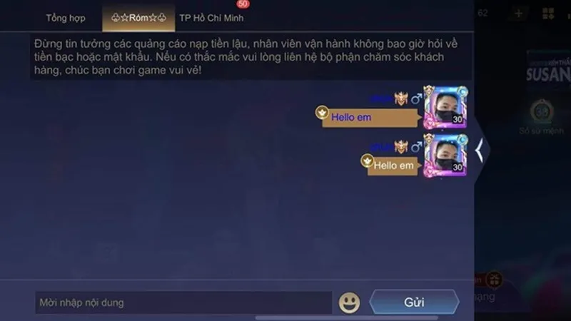 Thay đổi màu sắc tin nhắn khi chat trong Liên Quân với cú pháp code màu