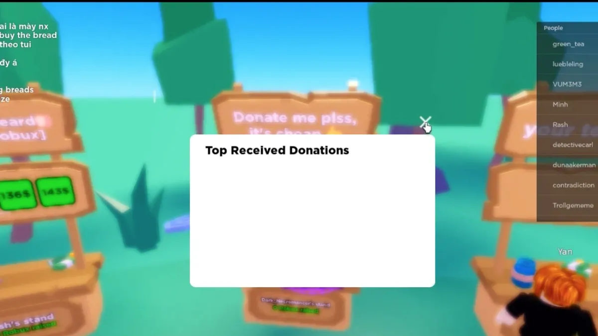 Thiết lập gian hàng trong game PLS Donate để nhận Robux