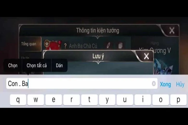 Dán ký tự khoảng cách vào tên mới để tạo dấu cách độc đáo trong Liên Quân Mobile.