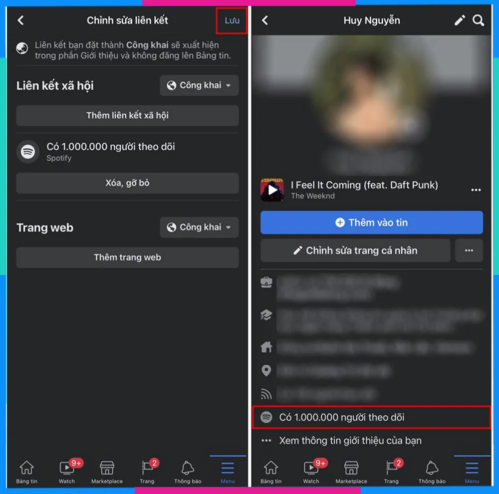 Kết quả hiển thị số lượng người theo dõi ảo trên trang cá nhân Facebook sau khi áp dụng mẹo.