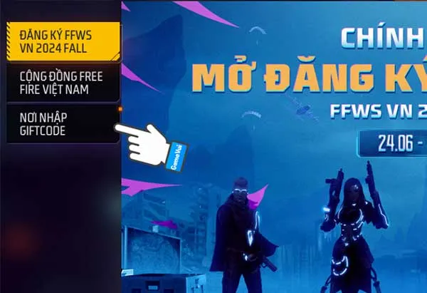 Giao diện nhập Giftcode Free Fire chính thức để đổi lấy kim cương và quà tặng