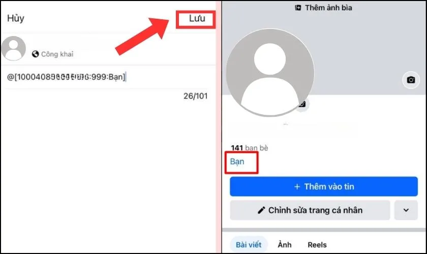 Thêm đoạn mã ID vào phần tiểu sử Facebook để tag tên người yêu