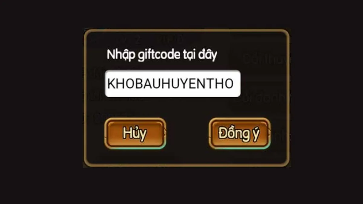 Chọn mục &quot;Nhập Giftcode&quot; trong menu tài khoản để đổi code Gomu Huyền Thoại