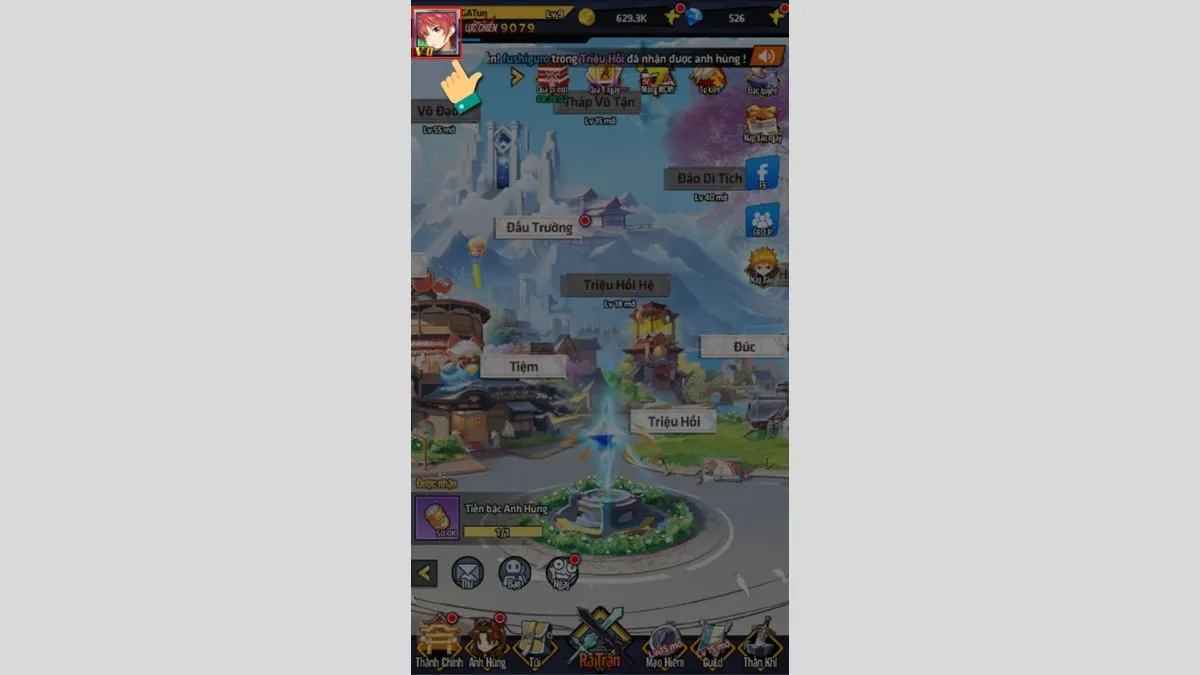 Avatar nhân vật trong game Học Viện Bá Vương, bước đầu tiên để nhập giftcode