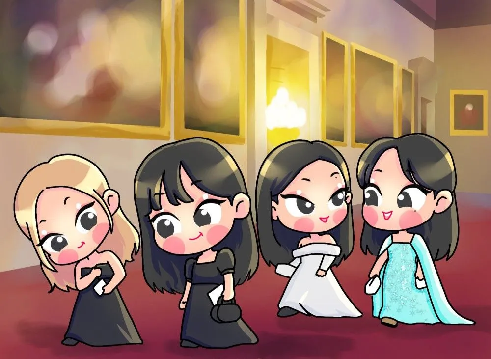 Ảnh chibi Blackpink dễ thương với biểu cảm hài hước