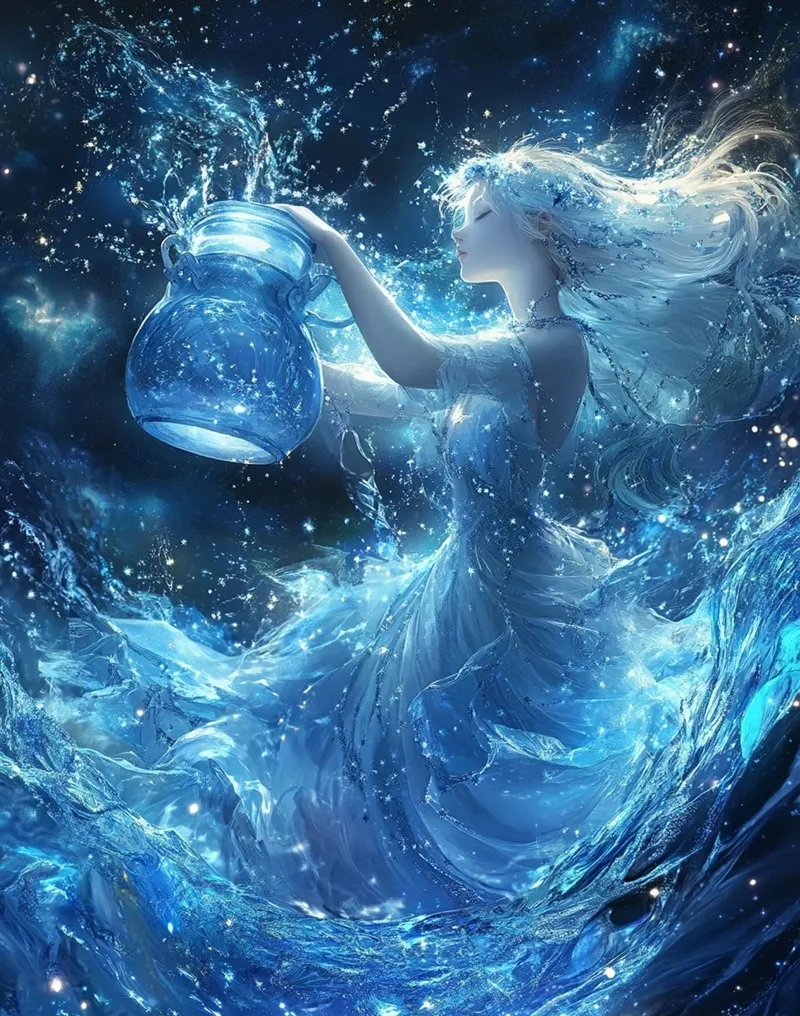 Hình ảnh anime cô gái Bảo Bình với mái tóc ombre độc đáo