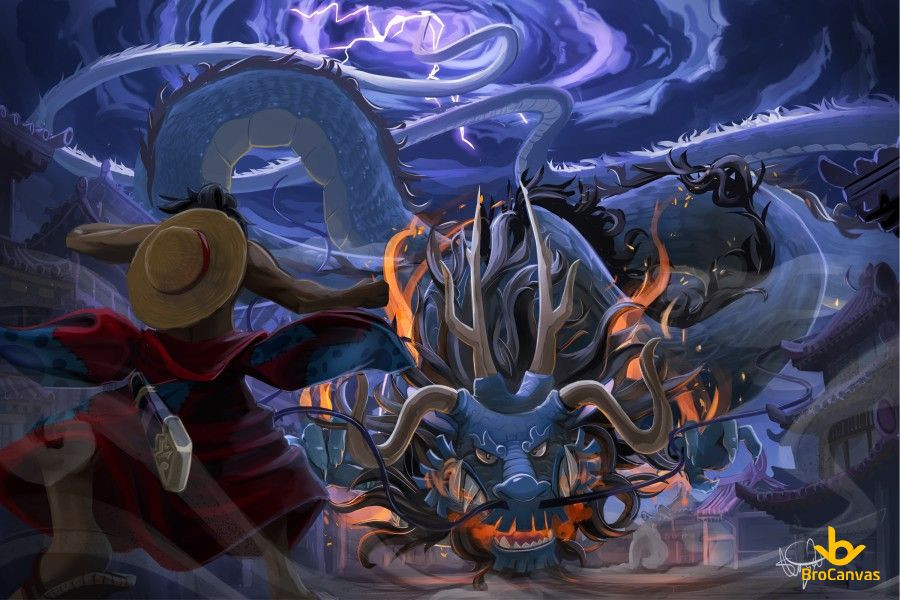 Hình ảnh Luffy và Tứ Hoàng Kaido