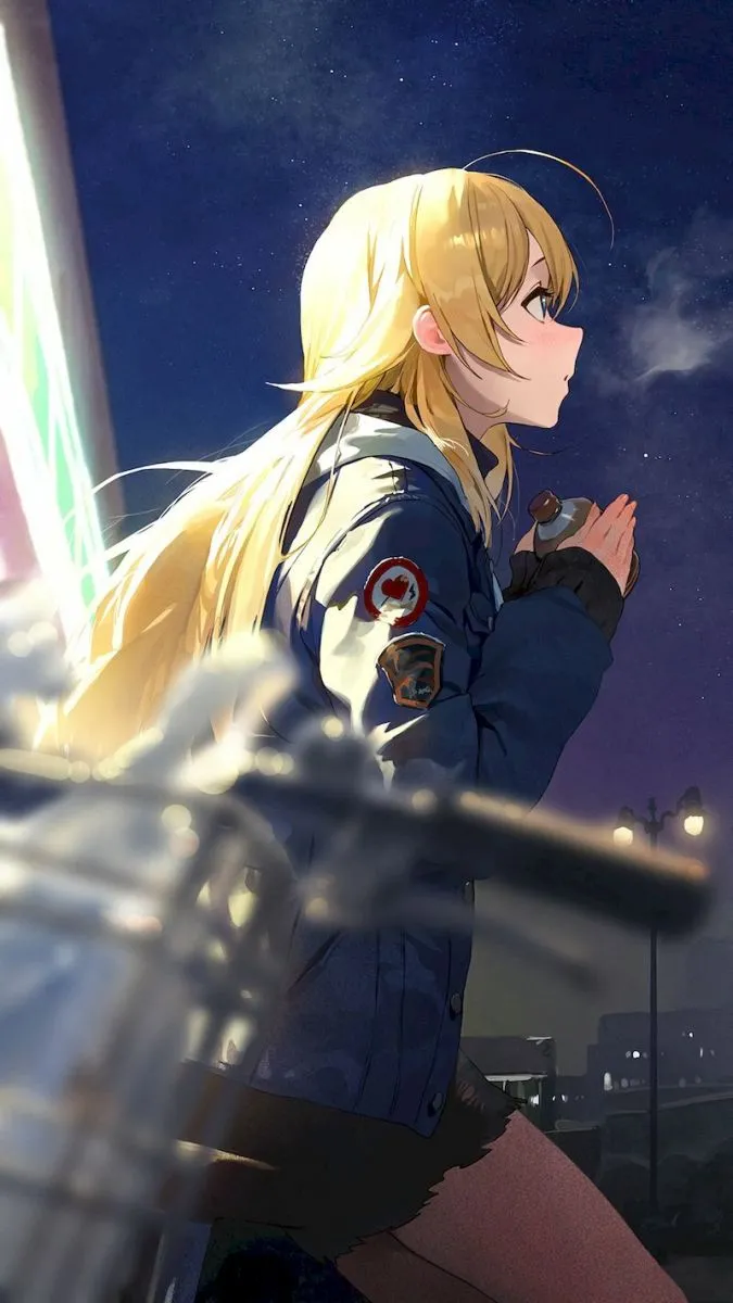 Hình nền anime cute cho điện thoại cô gái và chú mèo