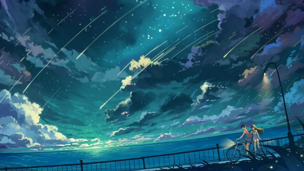 Hình nền anime 4K cô gái với mái tóc xanh và đôi mắt to tròn đáng yêu