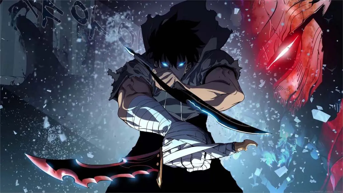 Ảnh anime 4K phong cảnh mùa đông tuyết trắng xóa và ngôi làng cổ tích