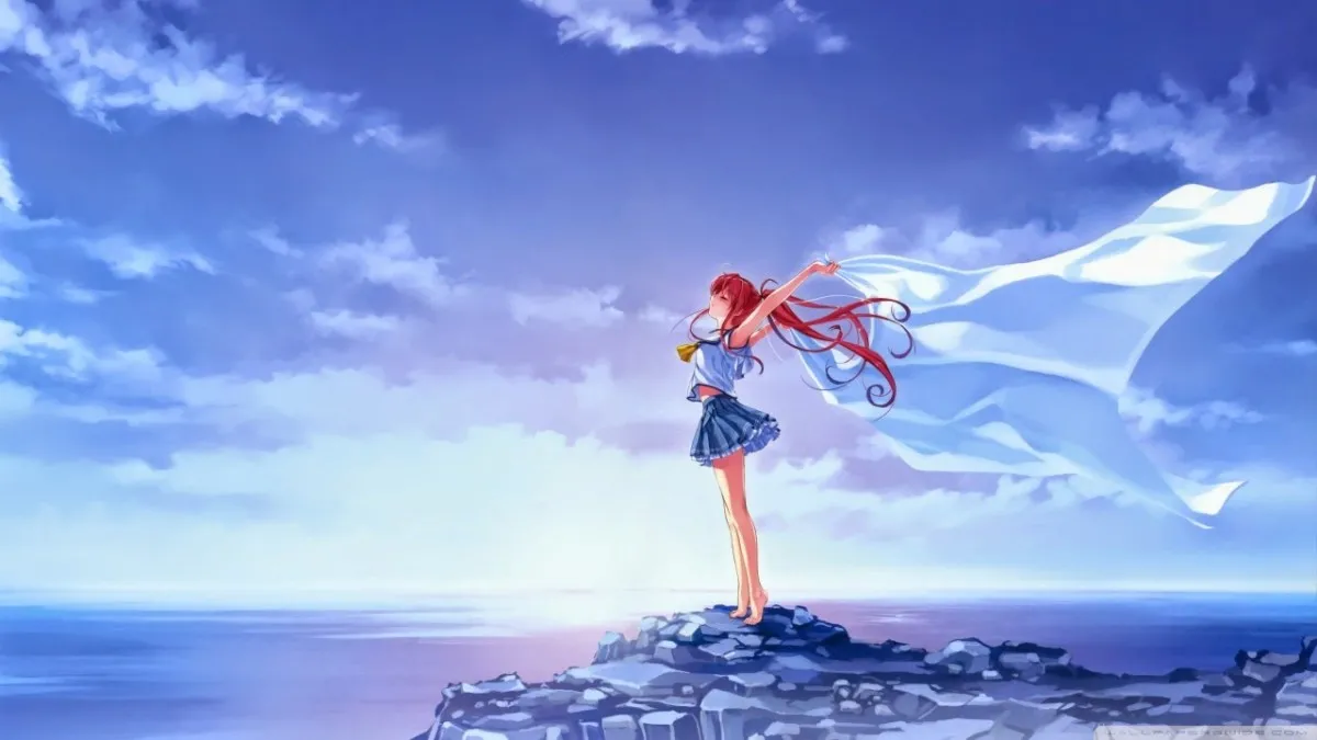 Hình nền anime 4K laptop nhân vật nam đứng giữa khu rừng bí ẩn