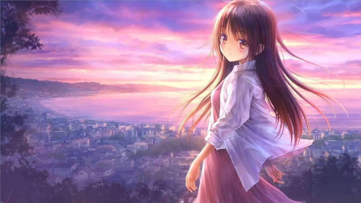 Ảnh anime 4K laptop phong cảnh làng chài ven biển thanh bình