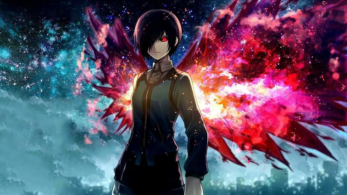Ảnh anime 4K full màn hình cảnh mặt trăng lớn trên bầu trời đầy sao