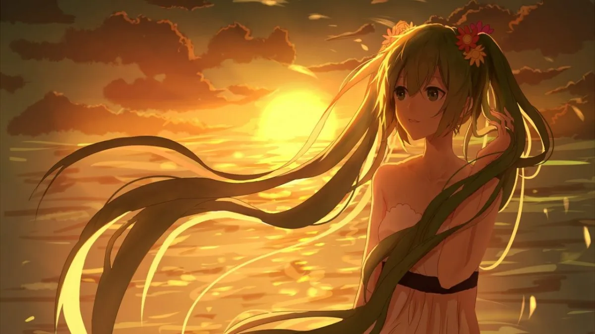 Hình nền anime 4K full màn hình cô gái và cậu bé trên xích đu