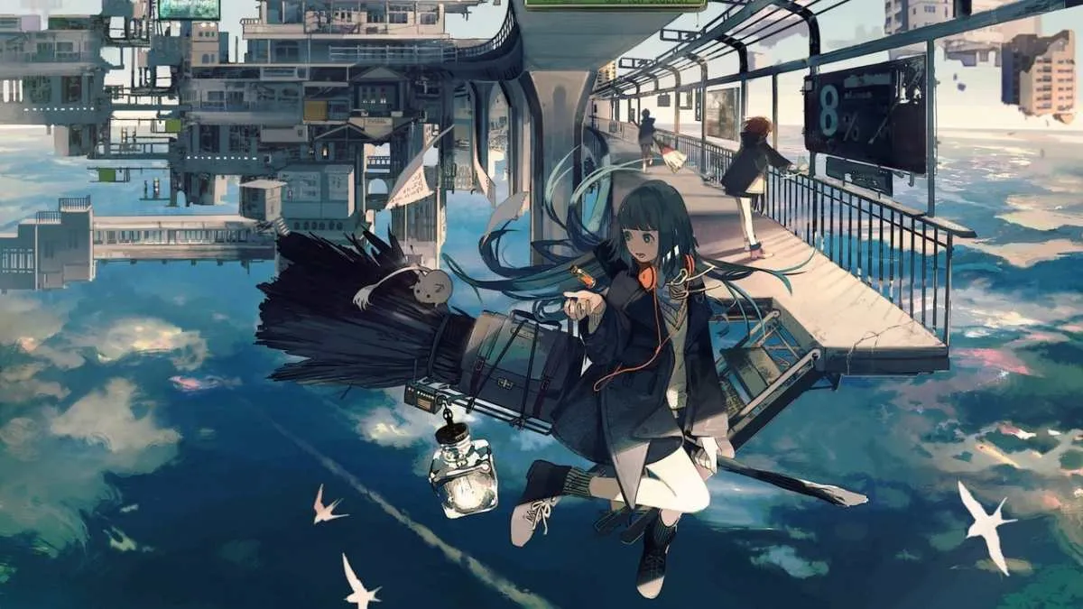 Hình nền anime 4K đẹp cảnh biển xanh với những hòn đảo nhỏ