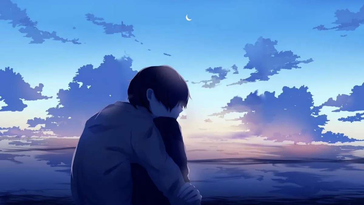 Hình nền anime 4K cảnh đường phố Nhật Bản với đèn lồng và hoa anh đào